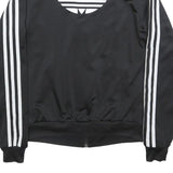 ADIDAS Womens Black & White Trefoil Track Jacket UK 6 Polyester Zip Sportswear