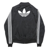ADIDAS Womens Black & White Trefoil Track Jacket UK 6 Polyester Zip Sportswear