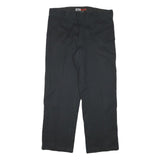 DICKIES Mens Cotton Blend Black Regular Fit Straight Leg Trousers W35 L28