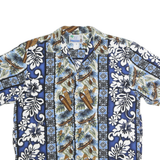 RJC Mens Blue Hawaiian Cotton Shirt S Tropical Print Resort Style Casual
