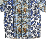 RJC Mens Blue Hawaiian Cotton Shirt S Tropical Print Resort Style Casual
