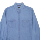 BOSS Mens Blue Cotton Blend Casual Shirt M Button Pockets Long Sleeve