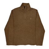 Polo By Ralph Lauren 1/4 Zip - Large Brown Cotton