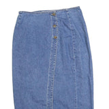 RED CAMEL Womens Blue Denim Pencil Midi Cotton Blend Skirt S Button Detail