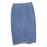 RED CAMEL Womens Blue Denim Pencil Midi Cotton Blend Skirt S Button Detail