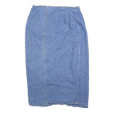 RED CAMEL Womens Blue Denim Pencil Midi Cotton Blend Skirt S Button Detail