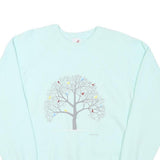 JERZEES Mens Blue Crew Neck L Sweatshirt Cotton Blend Pullover Tree Graphic