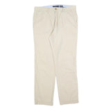 TOMMY HILFIGER Mens Slim Fit Beige Cotton Blend Trousers W32 L30 Zip Closure