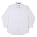 NAUTICA Mens White & Blue Checked Shirt L Cotton Blend Classic Fit Long Sleeve
