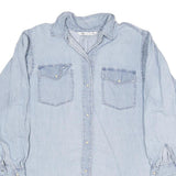 ZARA Womens Blue Denim Shirt Long Sleeve Collared M Button Front Casual Top