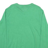 TOMMY HILFIGER Mens Green Navy & Grey Patterned V Neck Jumper Cable Knit L