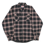WRANGLER Mens Black & Burgundy Check Jacket L Cotton Blend Button Closure