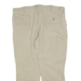 CARHARTT Mens Cotton Blend Beige Relaxed Tapered Trousers W42 L27 Workwear Zip