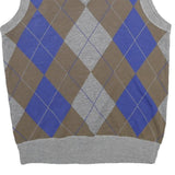 CAMBRIDGE CLASSICS Mens Grey & Brown Argyle V-Neck Patterned Basic Knit M Jumper