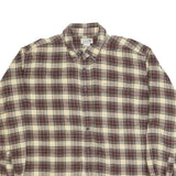 LL BEAN Mens Beige & Maroon Check Shirt XL Cotton Blend Button-Down Casual