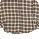 LL BEAN Mens Beige & Maroon Check Shirt XL Cotton Blend Button-Down Casual