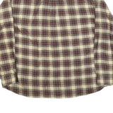 LL BEAN Mens Beige & Maroon Check Shirt XL Cotton Blend Button-Down Casual