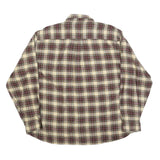 LL BEAN Mens Beige & Maroon Check Shirt XL Cotton Blend Button-Down Casual