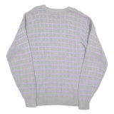 ARROW Womens Grey & Lilac Patterned Jumper Crew Neck Basic Knit L Cotton Blend