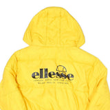 ELLESSE Womens Yellow Hooded Puffer Jacket UK 10 Polyester Blend Zip Logo