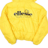ELLESSE Womens Yellow Hooded Puffer Jacket UK 10 Polyester Blend Zip Logo