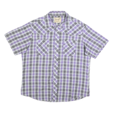 WRANGLER Mens Purple & Black Check Shirt XL Western Short Sleeve Casual Retro