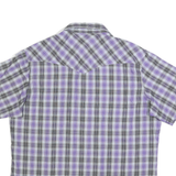 WRANGLER Mens Purple & Black Check Shirt XL Western Short Sleeve Casual Retro