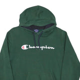 CHAMPION Mens Green Pullover Hoodie M Cotton Blend Logo Sweatshirt