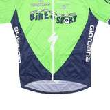 GIORDANA Mens Green & Navy Graphic Cycling Jersey L Short Sleeve Zip Up