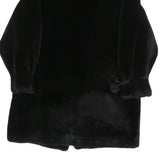 ANN D'ANVILLE Womens Black Faux Fur Button Jacket L Polyester Blend Soft Plush