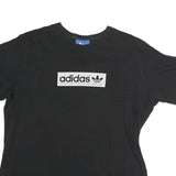 ADIDAS Mens Black Graphic T-Shirt 2XL Short Sleeve Crew Neck Cotton Sports