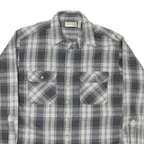 FIELD MASTER Mens Grey & White Check Cotton Blend Shirt L Casual Button Front