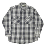 FIELD MASTER Mens Grey & White Check Cotton Blend Shirt L Casual Button Front