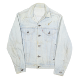 LEVI'S Mens Blue Cotton Denim Jacket S Button Closure Classic Fit Patchwork