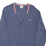 LACOSTE Mens Blue Cotton Blend Patterned Cardigan V-Neck Basic Knit S