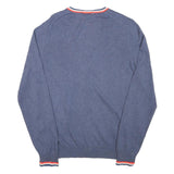 LACOSTE Mens Blue Cotton Blend Patterned Cardigan V-Neck Basic Knit S