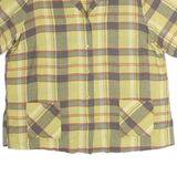 PARK LANE Womens Yellow & Grey Check Shirt Short Sleeve Collared M Lightweight