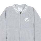 CHAMPION Mens Grey Baseball Style Jacket M Polyester Blend Sherpa Zip Casual