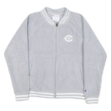 CHAMPION Mens Grey Baseball Style Jacket M Polyester Blend Sherpa Zip Casual
