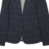 ZARA BASIC Womens Blue Check Blazer M Polyester Blend Button Closure Tailored