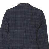 ZARA BASIC Womens Blue Check Blazer M Polyester Blend Button Closure Tailored