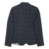 ZARA BASIC Womens Blue Check Blazer M Polyester Blend Button Closure Tailored