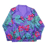 JOAN WALTERS Womens Purple & Red Floral Button Jacket M Polyester Reversible
