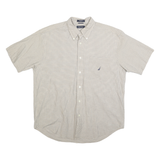 NAUTICA Mens Beige Check Shirt L Cotton Blend Button-Down Collar Short Sleeve