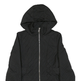 CALVIN KLEIN Womens Black Quilted Hooded Jacket M Polyester Blend Zip Closure