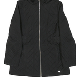 CALVIN KLEIN Womens Black Quilted Hooded Jacket M Polyester Blend Zip Closure