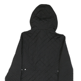 CALVIN KLEIN Womens Black Quilted Hooded Jacket M Polyester Blend Zip Closure