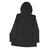 CALVIN KLEIN Womens Black Quilted Hooded Jacket M Polyester Blend Zip Closure