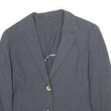 ETIENNE AIGNER Womens Blue Wool Button Jacket UK 8 Classic Tailored Plain