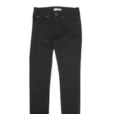 BURBERRY Womens Black Regular Skinny Denim Raw Jeans W26 L32 Stylish Zip Closure